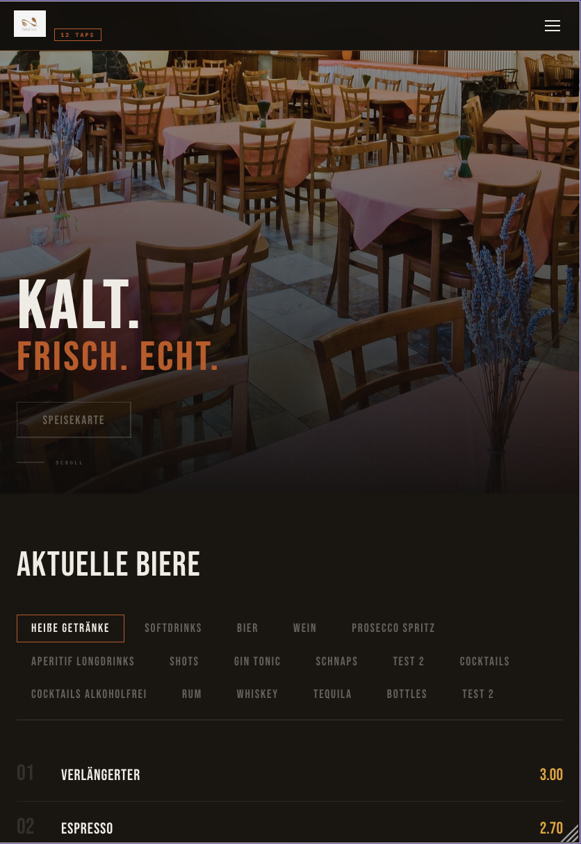 Chefsuit: Speisekarte für Gäste auf dem Tablet